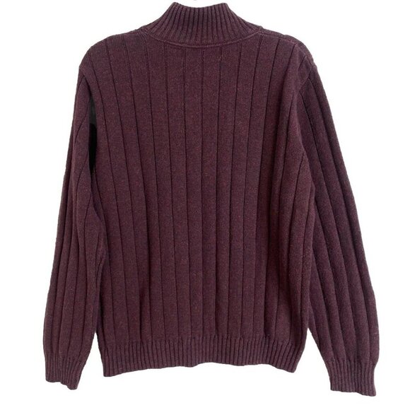 Vintage OSCAR DE LA RENTA Sweater Unisex Medium Burgundy 1/4 Zip Pullover Cotton - Picture 4 of 7